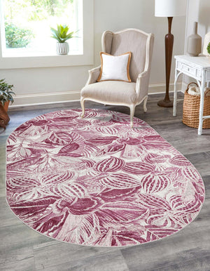 Fuchsia 5' 3 x 7' 10 Blossom Oval Area Rug 100% Polypropylene With Cotton Backing Easy Clean Colorful Blooming Blossoming Flower Floral Plant Carpet for Living Dining Room Office Dorms for Sale at Rug Engine