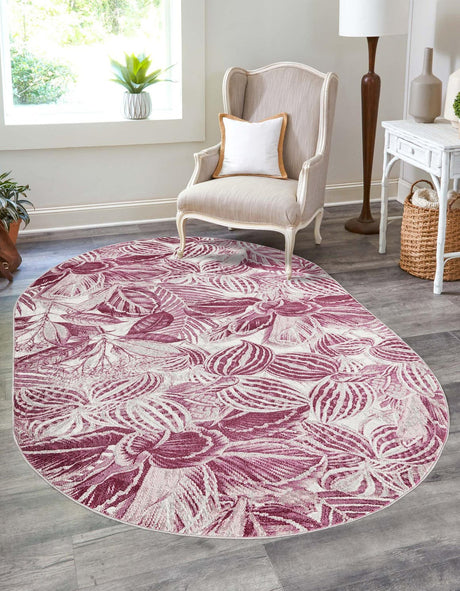 Fuchsia 5' 3 x 7' 10 Blossom Oval Area Rug 100% Polypropylene With Cotton Backing Easy Clean Colorful Blooming Blossoming Flower Floral Plant Carpet for Living Dining Room Office Dorms for Sale at Rug Engine