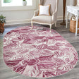 Fuchsia 7' 10 x 10' Blossom Oval Area Rug 100% Polypropylene With Cotton Backing Easy Clean Colorful Blooming Blossoming Flower Floral Plant Carpet for Living Dining Room Office Dorms for Sale at Rug Engine