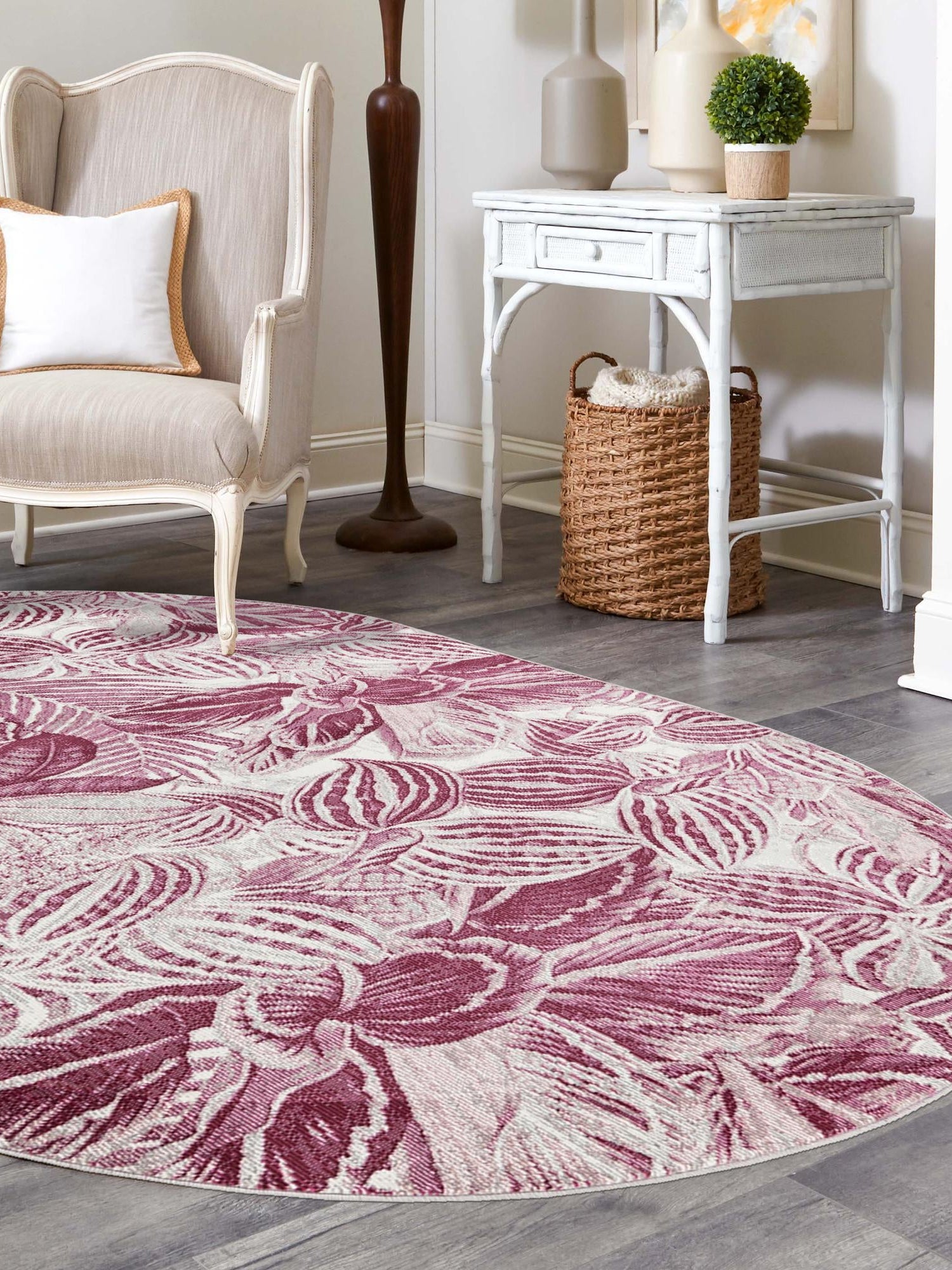 Fuchsia 4' x 6' Blossom Oval Area Rug 100% Polypropylene With Cotton Backing Easy Clean Colorful Blooming Blossoming Flower Floral Plant Carpet for Living Dining Room Office Dorms for Sale at Rug Engine