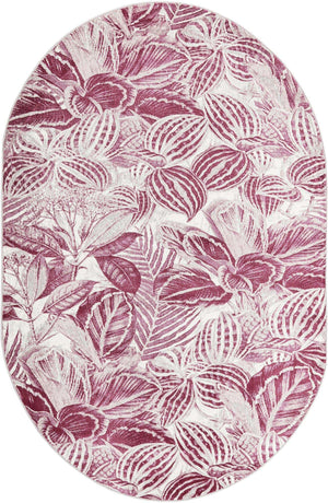 Fuchsia 5' 3 x 7' 10 Blossom Oval Area Rug 100% Polypropylene With Cotton Backing Easy Clean Colorful Blooming Blossoming Flower Floral Plant Carpet for Living Dining Room Office Dorms for Sale at Rug Engine