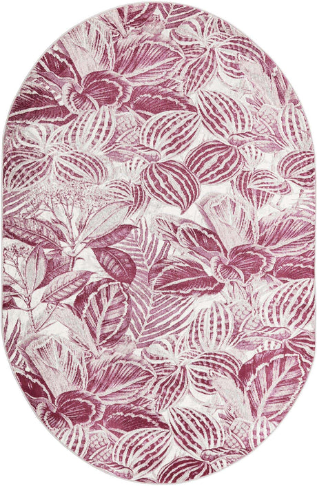 Fuchsia 5' 3 x 7' 10 Blossom Oval Area Rug 100% Polypropylene With Cotton Backing Easy Clean Colorful Blooming Blossoming Flower Floral Plant Carpet for Living Dining Room Office Dorms for Sale at Rug Engine