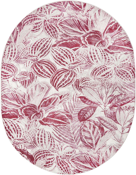 Fuchsia 7' 10 x 10' Blossom Oval Area Rug 100% Polypropylene With Cotton Backing Easy Clean Colorful Blooming Blossoming Flower Floral Plant Carpet for Living Dining Room Office Dorms for Sale at Rug Engine