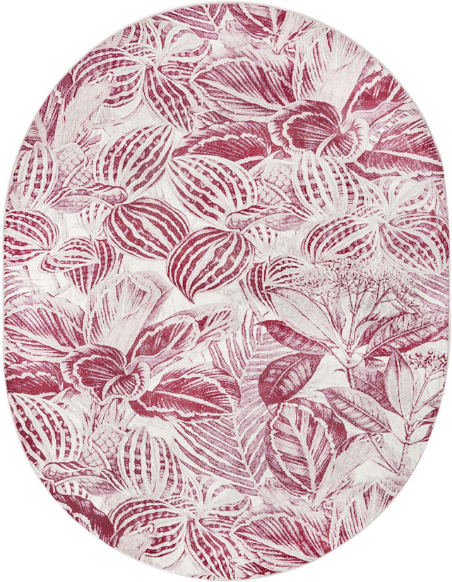 Fuchsia 7' 10 x 10' Blossom Oval Area Rug 100% Polypropylene With Cotton Backing Easy Clean Colorful Blooming Blossoming Flower Floral Plant Carpet for Living Dining Room Office Dorms for Sale at Rug Engine
