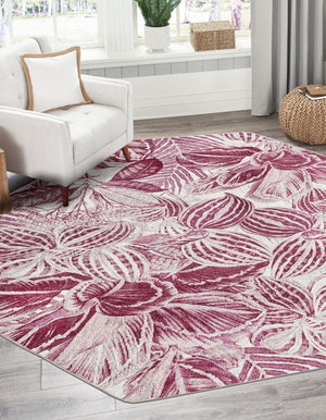 Fuchsia 6' x 6' Blossom Octagon Area Rug 100% Polypropylene With Cotton Backing Easy Clean Colorful Blooming Blossoming Flower Floral Plant Carpet for Living Dining Room Office Dorms for Sale at Rug Engine