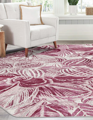 Fuchsia 6' x 6' Blossom Octagon Area Rug 100% Polypropylene With Cotton Backing Easy Clean Colorful Blooming Blossoming Flower Floral Plant Carpet for Living Dining Room Office Dorms for Sale at Rug Engine