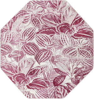 Fuchsia 6' x 6' Blossom Octagon Area Rug 100% Polypropylene With Cotton Backing Easy Clean Colorful Blooming Blossoming Flower Floral Plant Carpet for Living Dining Room Office Dorms for Sale at Rug Engine