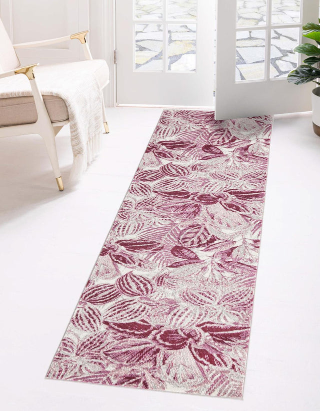 Fuchsia 2' x 6' Blossom Runner Area Rug 100% Polypropylene With Cotton Backing Easy Clean Colorful Blooming Blossoming Flower Floral Plant Carpet for Living Dining Room Office Dorms for Sale at Rug Engine