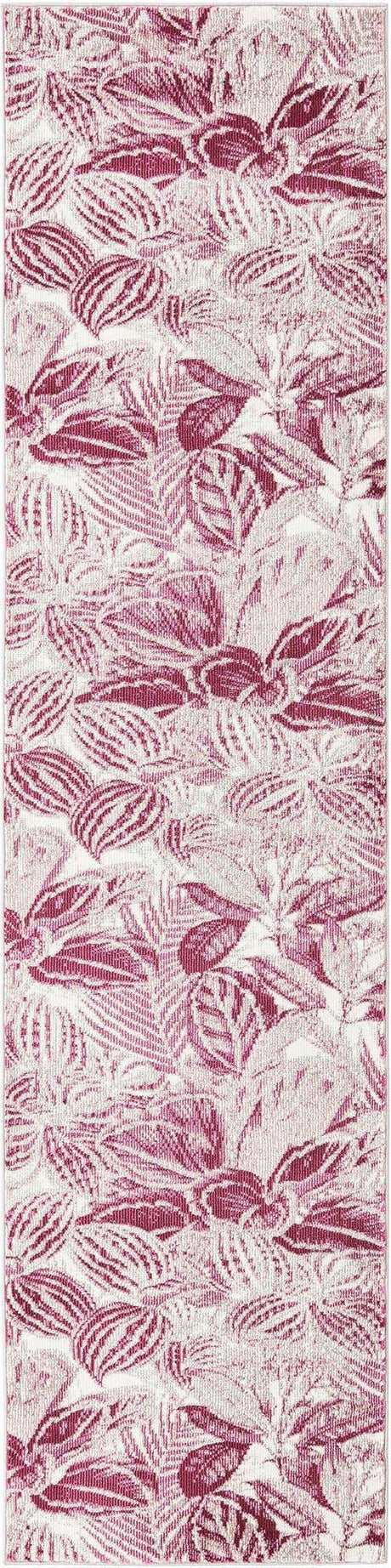 Fuchsia 2' x 8' Blossom Runner Area Rug 100% Polypropylene With Cotton Backing Easy Clean Colorful Blooming Blossoming Flower Floral Plant Carpet for Living Dining Room Office Dorms for Sale at Rug Engine