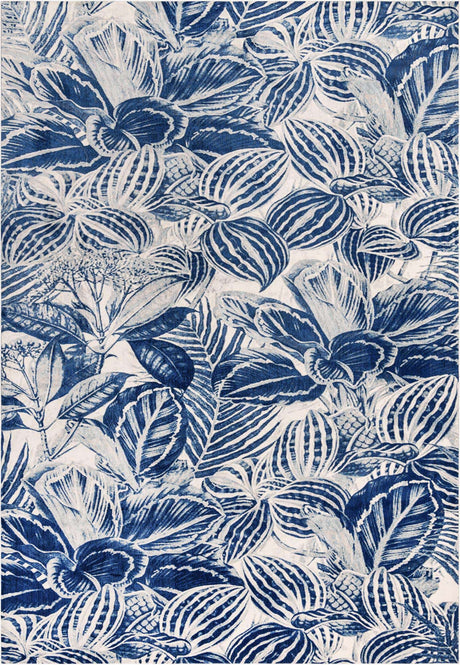 Navy Blue 10' x 14' Blossom Rectangle Area Rug 100% Polypropylene With Cotton Backing Easy Clean Colorful Blooming Blossoming Flower Floral Plant Carpet for Living Dining Room Office Dorms for Sale at Rug Engine