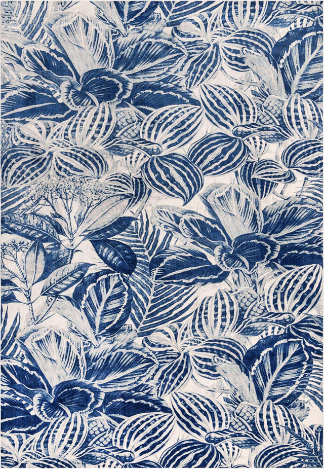 Navy Blue 10' x 14' Blossom Rectangle Area Rug 100% Polypropylene With Cotton Backing Easy Clean Colorful Blooming Blossoming Flower Floral Plant Carpet for Living Dining Room Office Dorms for Sale at Rug Engine