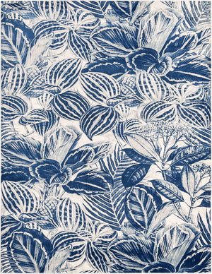 Navy Blue 7' 10 x 10' Blossom Rectangle Area Rug 100% Polypropylene With Cotton Backing Easy Clean Colorful Blooming Blossoming Flower Floral Plant Carpet for Living Dining Room Office Dorms for Sale at Rug Engine