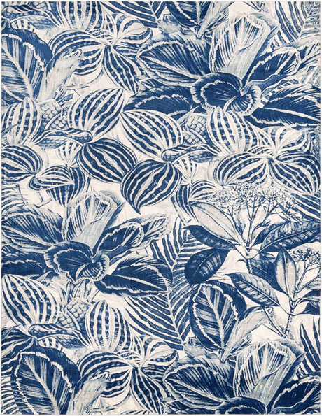 Navy Blue 7' 10 x 10' Blossom Rectangle Area Rug 100% Polypropylene With Cotton Backing Easy Clean Colorful Blooming Blossoming Flower Floral Plant Carpet for Living Dining Room Office Dorms for Sale at Rug Engine