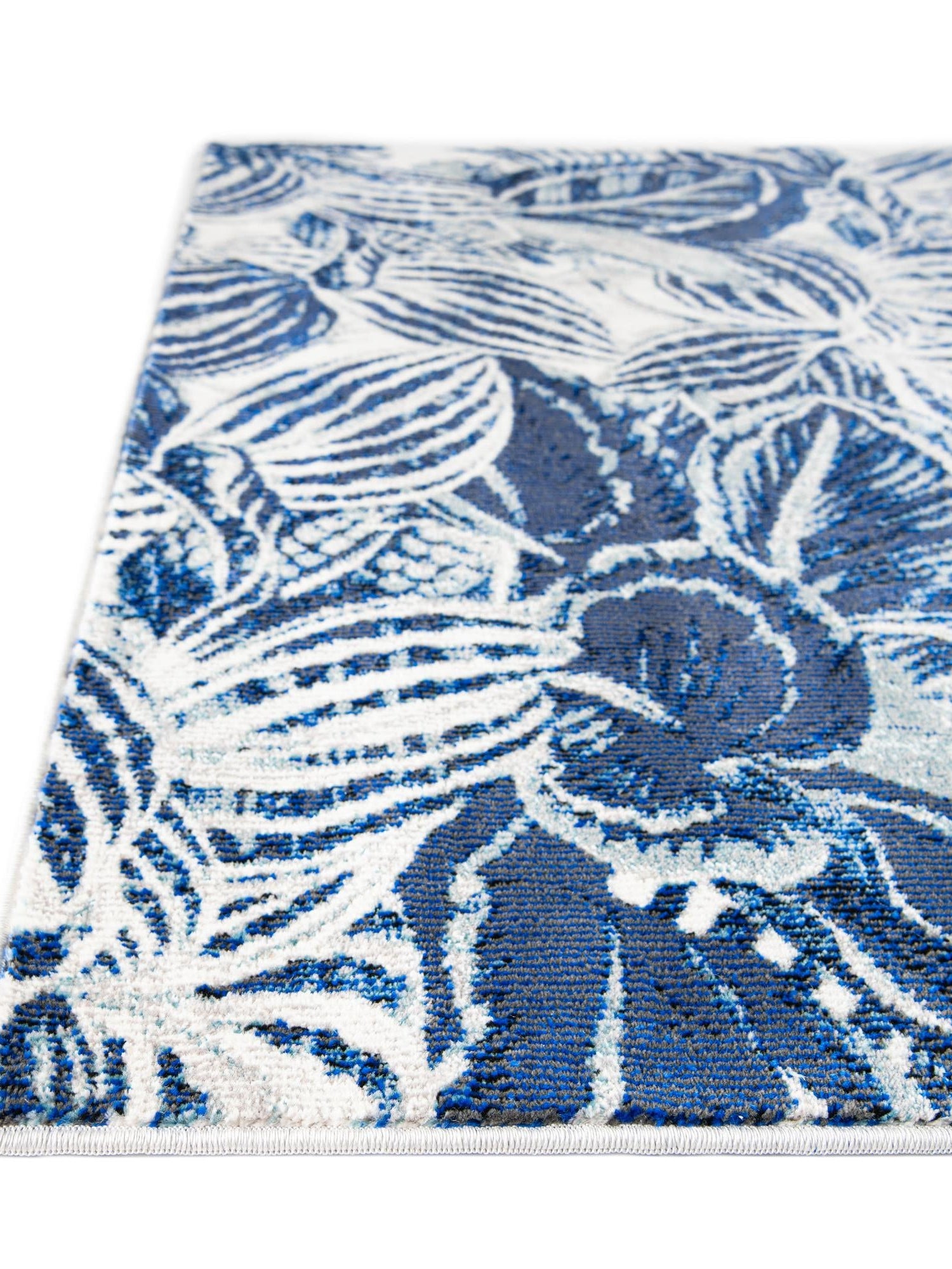Navy Blue 7' 10 x 10' Blossom Rectangle Area Rug 100% Polypropylene With Cotton Backing Easy Clean Colorful Blooming Blossoming Flower Floral Plant Carpet for Living Dining Room Office Dorms for Sale at Rug Engine