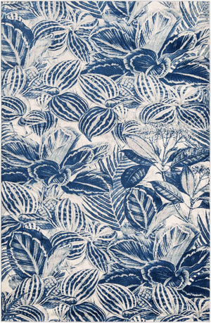 Navy Blue 5' 3 x 7' 10 Blossom Rectangle Area Rug 100% Polypropylene With Cotton Backing Easy Clean Colorful Blooming Blossoming Flower Floral Plant Carpet for Living Dining Room Office Dorms for Sale at Rug Engine