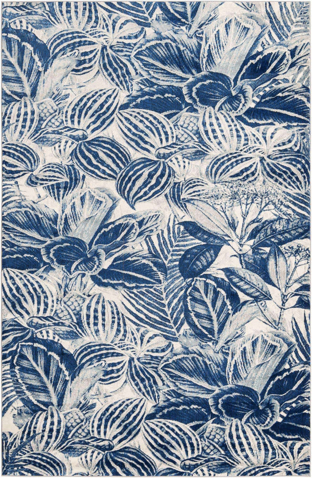 Navy Blue 5' 3 x 7' 10 Blossom Rectangle Area Rug 100% Polypropylene With Cotton Backing Easy Clean Colorful Blooming Blossoming Flower Floral Plant Carpet for Living Dining Room Office Dorms for Sale at Rug Engine