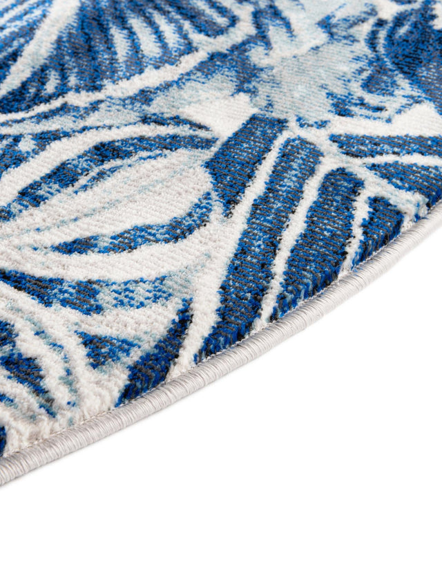 Navy Blue 3' 3 x 3' 3 Blossom Round Area Rug 100% Polypropylene With Cotton Backing Easy Clean Colorful Blooming Blossoming Flower Floral Plant Carpet for Living Dining Room Office Dorms for Sale at Rug Engine
