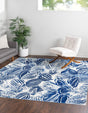 Navy Blue 7' 10 x 7' 10 Blossom Square Area Rug 100% Polypropylene With Cotton Backing Easy Clean Colorful Blooming Blossoming Flower Floral Plant Carpet for Living Dining Room Office Dorms for Sale at Rug Engine
