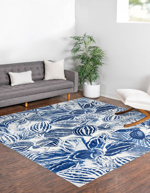 Navy Blue 7' 10 x 7' 10 Blossom Square Area Rug 100% Polypropylene With Cotton Backing Easy Clean Colorful Blooming Blossoming Flower Floral Plant Carpet for Living Dining Room Office Dorms for Sale at Rug Engine