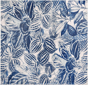 Navy Blue 7' 10 x 7' 10 Blossom Square Area Rug 100% Polypropylene With Cotton Backing Easy Clean Colorful Blooming Blossoming Flower Floral Plant Carpet for Living Dining Room Office Dorms for Sale at Rug Engine