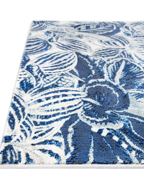Navy Blue 6' x 6' Blossom Octagon Area Rug 100% Polypropylene With Cotton Backing Easy Clean Colorful Blooming Blossoming Flower Floral Plant Carpet for Living Dining Room Office Dorms for Sale at Rug Engine