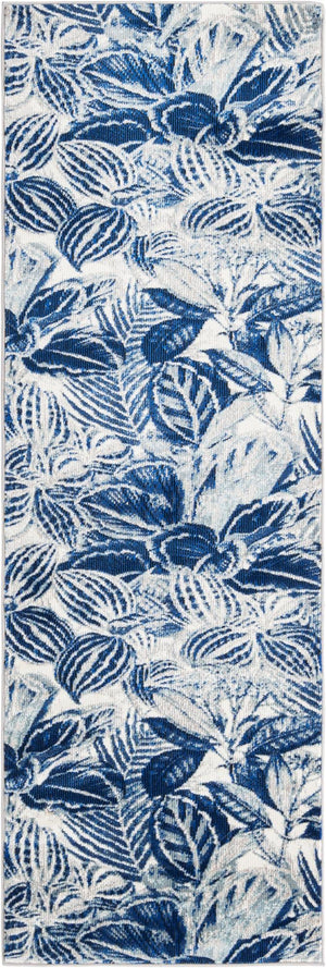 Navy Blue 2' x 6' Blossom Runner Area Rug 100% Polypropylene With Cotton Backing Easy Clean Colorful Blooming Blossoming Flower Floral Plant Carpet for Living Dining Room Office Dorms for Sale at Rug Engine