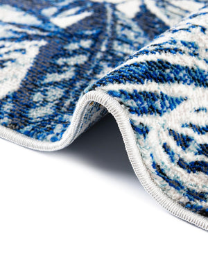 Navy Blue 2' x 8' Blossom Runner Area Rug 100% Polypropylene With Cotton Backing Easy Clean Colorful Blooming Blossoming Flower Floral Plant Carpet for Living Dining Room Office Dorms for Sale at Rug Engine