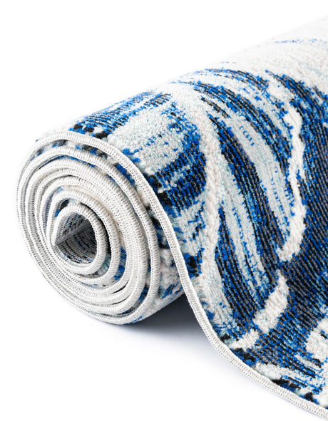 Navy Blue 2' 7 x 12' Blossom Runner Area Rug 100% Polypropylene With Cotton Backing Easy Clean Colorful Blooming Blossoming Flower Floral Plant Carpet for Living Dining Room Office Dorms for Sale at Rug Engine