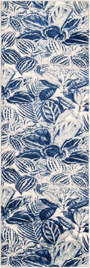 Navy Blue 2' x 6' Blossom Runner Area Rug 100% Polypropylene With Cotton Backing Easy Clean Colorful Blooming Blossoming Flower Floral Plant Carpet for Living Dining Room Office Dorms for Sale at Rug Engine