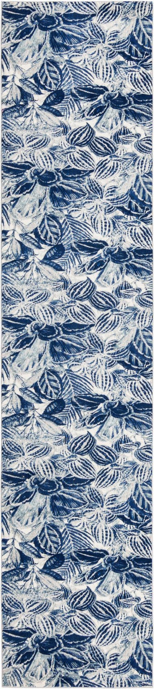 Navy Blue 2' 7 x 12' Blossom Runner Area Rug 100% Polypropylene With Cotton Backing Easy Clean Colorful Blooming Blossoming Flower Floral Plant Carpet for Living Dining Room Office Dorms for Sale at Rug Engine