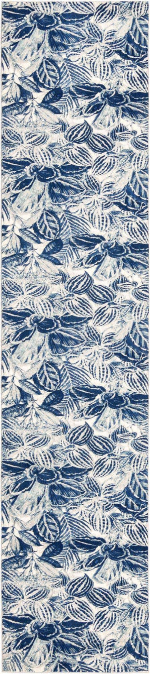 Navy Blue 2' 7 x 12' Blossom Runner Area Rug 100% Polypropylene With Cotton Backing Easy Clean Colorful Blooming Blossoming Flower Floral Plant Carpet for Living Dining Room Office Dorms for Sale at Rug Engine