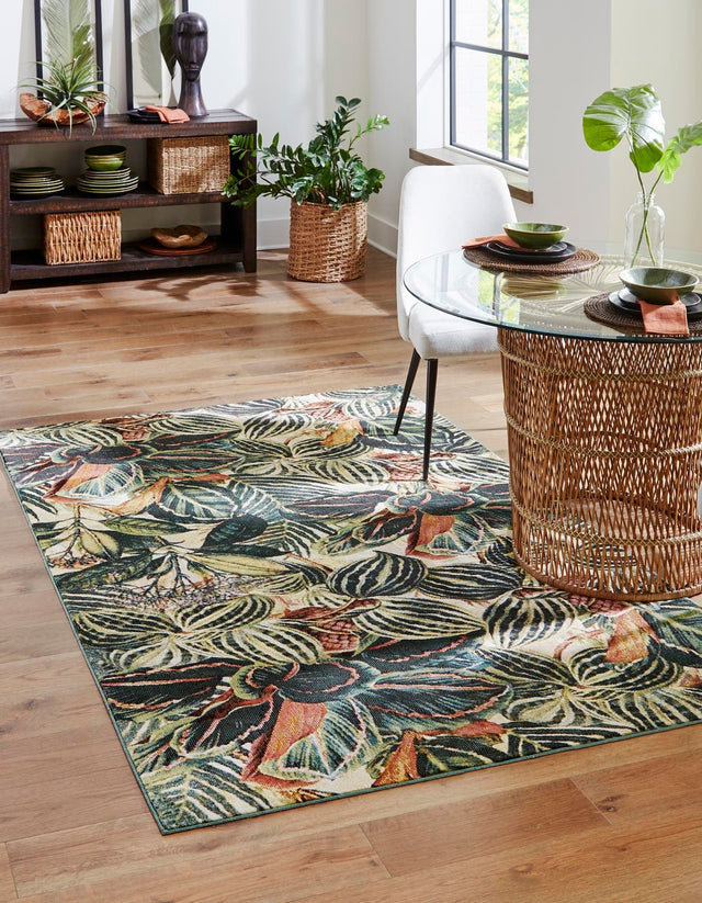 Multicolor 5' 3 x 7' 10 Blossom Rectangle Area Rug 100% Polypropylene With Cotton Backing Easy Clean Colorful Blooming Blossoming Flower Floral Plant Carpet for Living Dining Room Office Dorms for Sale at Rug Engine