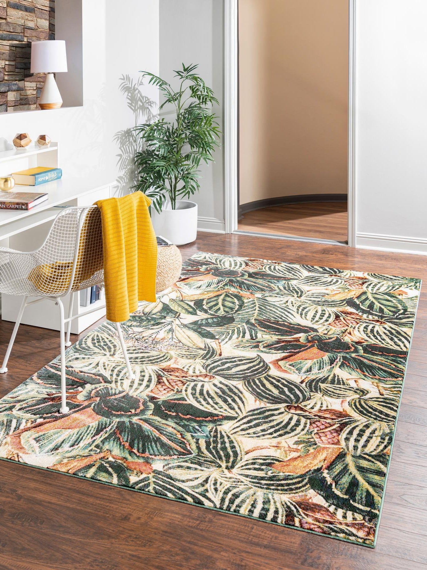 Multicolor 5' 3 x 7' 10 Blossom Rectangle Area Rug 100% Polypropylene With Cotton Backing Easy Clean Colorful Blooming Blossoming Flower Floral Plant Carpet for Living Dining Room Office Dorms for Sale at Rug Engine