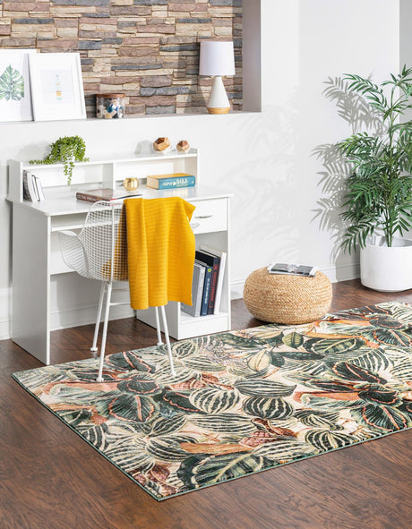 Multicolor 5' 3 x 7' 10 Blossom Rectangle Area Rug 100% Polypropylene With Cotton Backing Easy Clean Colorful Blooming Blossoming Flower Floral Plant Carpet for Living Dining Room Office Dorms for Sale at Rug Engine