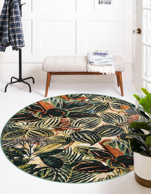 Multicolor 3' 3 x 3' 3 Blossom Round Area Rug 100% Polypropylene With Cotton Backing Easy Clean Colorful Blooming Blossoming Flower Floral Plant Carpet for Living Dining Room Office Dorms for Sale at Rug Engine