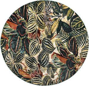 Multicolor 10' x 10' Blossom Round Area Rug 100% Polypropylene With Cotton Backing Easy Clean Colorful Blooming Blossoming Flower Floral Plant Carpet for Living Dining Room Office Dorms for Sale at Rug Engine