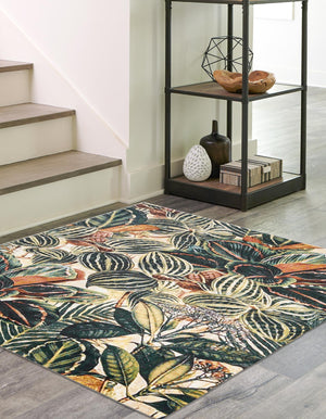 Multicolor 10' x 10' Blossom Square Area Rug 100% Polypropylene With Cotton Backing Easy Clean Colorful Blooming Blossoming Flower Floral Plant Carpet for Living Dining Room Office Dorms for Sale at Rug Engine