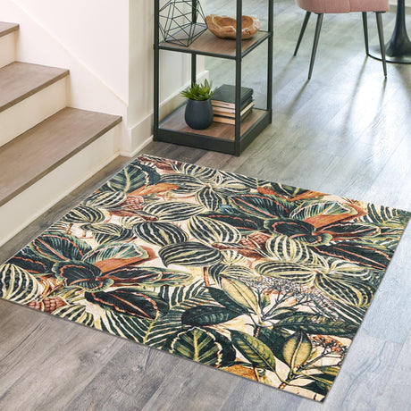 Multicolor 10' x 10' Blossom Square Area Rug 100% Polypropylene With Cotton Backing Easy Clean Colorful Blooming Blossoming Flower Floral Plant Carpet for Living Dining Room Office Dorms for Sale at Rug Engine