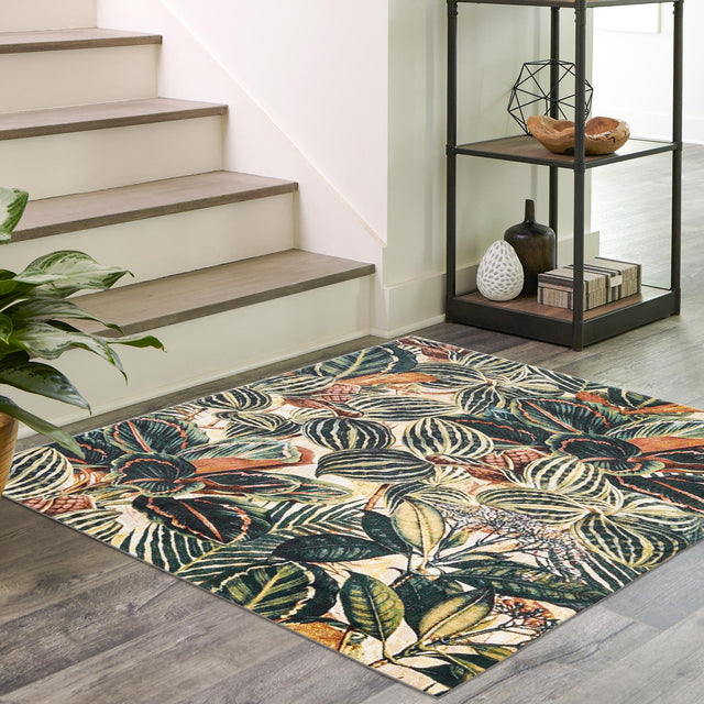 Multicolor 10' x 10' Blossom Square Area Rug 100% Polypropylene With Cotton Backing Easy Clean Colorful Blooming Blossoming Flower Floral Plant Carpet for Living Dining Room Office Dorms for Sale at Rug Engine
