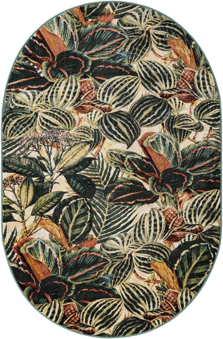 Multicolor 4' x 6' Blossom Oval Area Rug 100% Polypropylene With Cotton Backing Easy Clean Colorful Blooming Blossoming Flower Floral Plant Carpet for Living Dining Room Office Dorms for Sale at Rug Engine