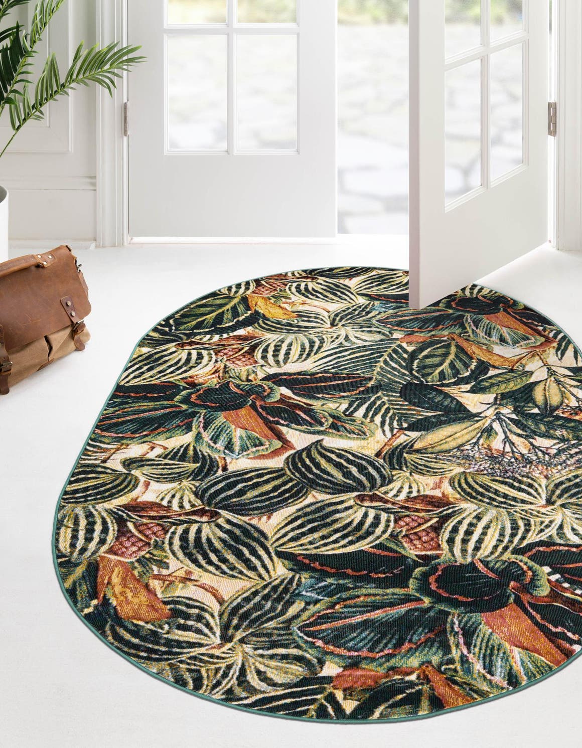 Multicolor 7' 10 x 10' Blossom Oval Area Rug 100% Polypropylene With Cotton Backing Easy Clean Colorful Blooming Blossoming Flower Floral Plant Carpet for Living Dining Room Office Dorms for Sale at Rug Engine
