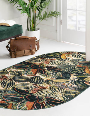 Multicolor 5' 3 x 7' 10 Blossom Oval Area Rug 100% Polypropylene With Cotton Backing Easy Clean Colorful Blooming Blossoming Flower Floral Plant Carpet for Living Dining Room Office Dorms for Sale at Rug Engine