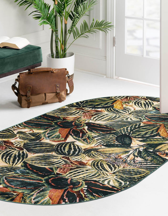 Multicolor 7' 10 x 10' Blossom Oval Area Rug 100% Polypropylene With Cotton Backing Easy Clean Colorful Blooming Blossoming Flower Floral Plant Carpet for Living Dining Room Office Dorms for Sale at Rug Engine