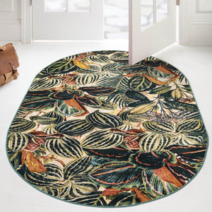 Multicolor 7' 10 x 10' Blossom Oval Area Rug 100% Polypropylene With Cotton Backing Easy Clean Colorful Blooming Blossoming Flower Floral Plant Carpet for Living Dining Room Office Dorms for Sale at Rug Engine