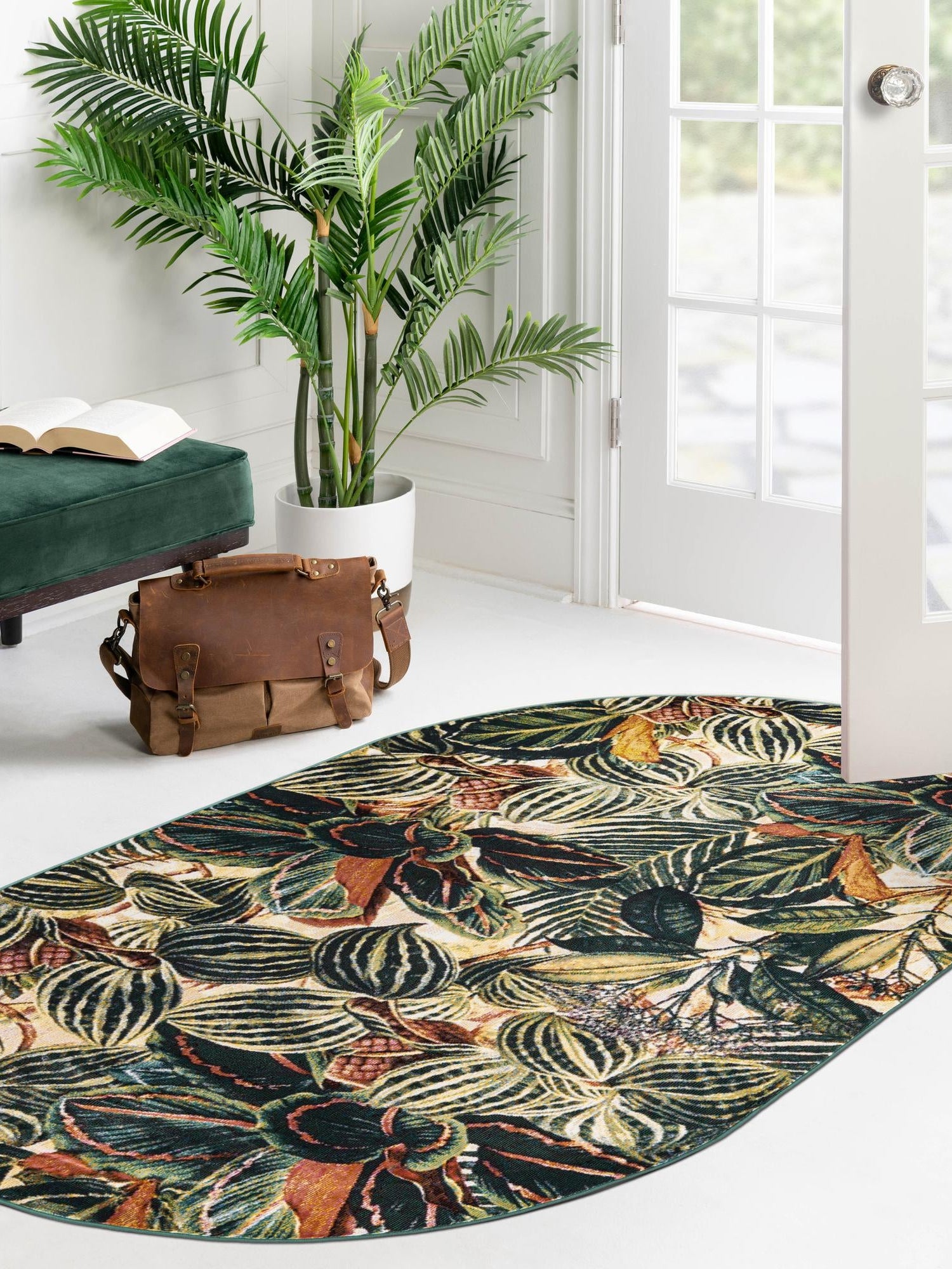 Multicolor 7' 10 x 10' Blossom Oval Area Rug 100% Polypropylene With Cotton Backing Easy Clean Colorful Blooming Blossoming Flower Floral Plant Carpet for Living Dining Room Office Dorms for Sale at Rug Engine