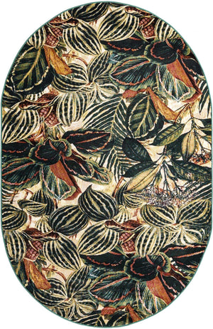 Multicolor 5' 3 x 7' 10 Blossom Oval Area Rug 100% Polypropylene With Cotton Backing Easy Clean Colorful Blooming Blossoming Flower Floral Plant Carpet for Living Dining Room Office Dorms for Sale at Rug Engine