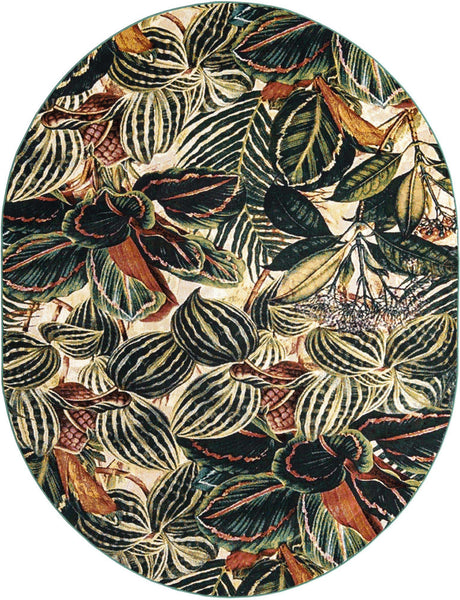 Multicolor 7' 10 x 10' Blossom Oval Area Rug 100% Polypropylene With Cotton Backing Easy Clean Colorful Blooming Blossoming Flower Floral Plant Carpet for Living Dining Room Office Dorms for Sale at Rug Engine