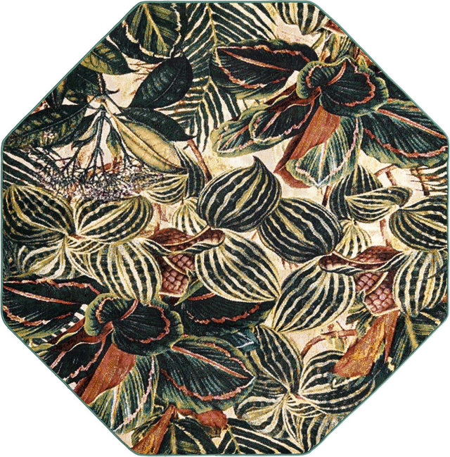 Multicolor 6' x 6' Blossom Octagon Area Rug 100% Polypropylene With Cotton Backing Easy Clean Colorful Blooming Blossoming Flower Floral Plant Carpet for Living Dining Room Office Dorms for Sale at Rug Engine