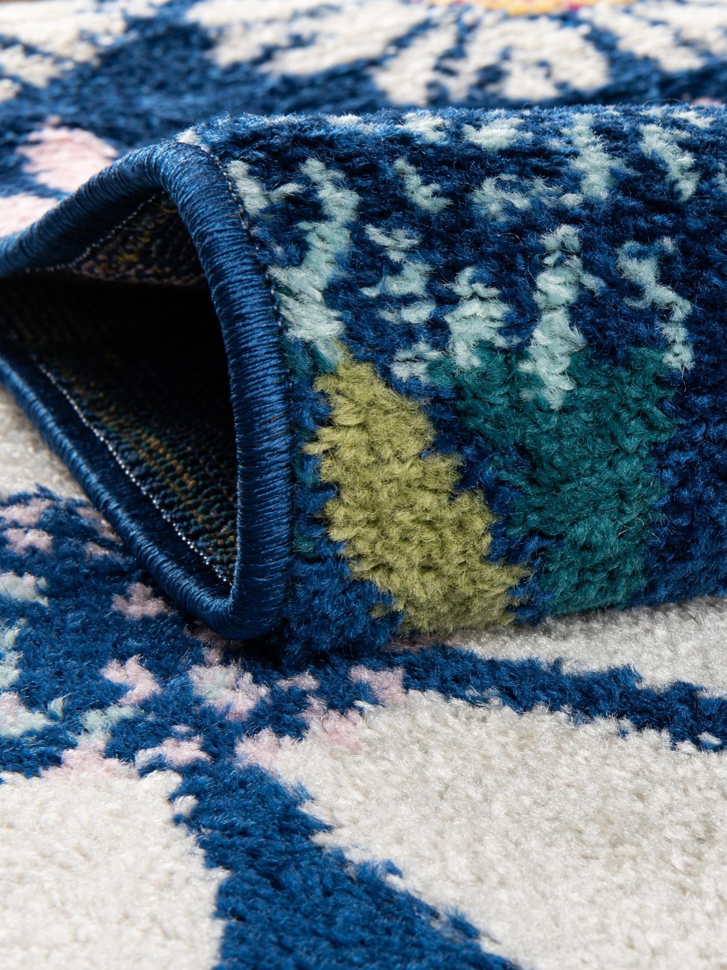 Navy Blue 10' x 13' 1 Bloom Rectangle Area Rug 100% Polypropylene With Cotton Backing Easy Clean Colorful Blooming Flower Floral Carpet for Living Dining Room Office Dorms for Sale at Rug Engine