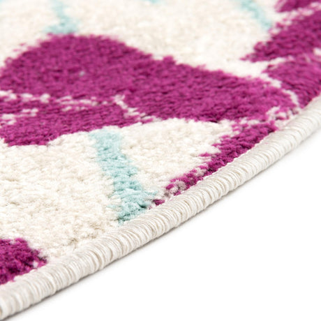 White 7' x 7' Bloom Round Area Rug 100% Polypropylene With Cotton Backing Easy Clean Colorful Blooming Flower Floral Carpet for Living Dining Room Office Dorms for Sale at Rug Engine